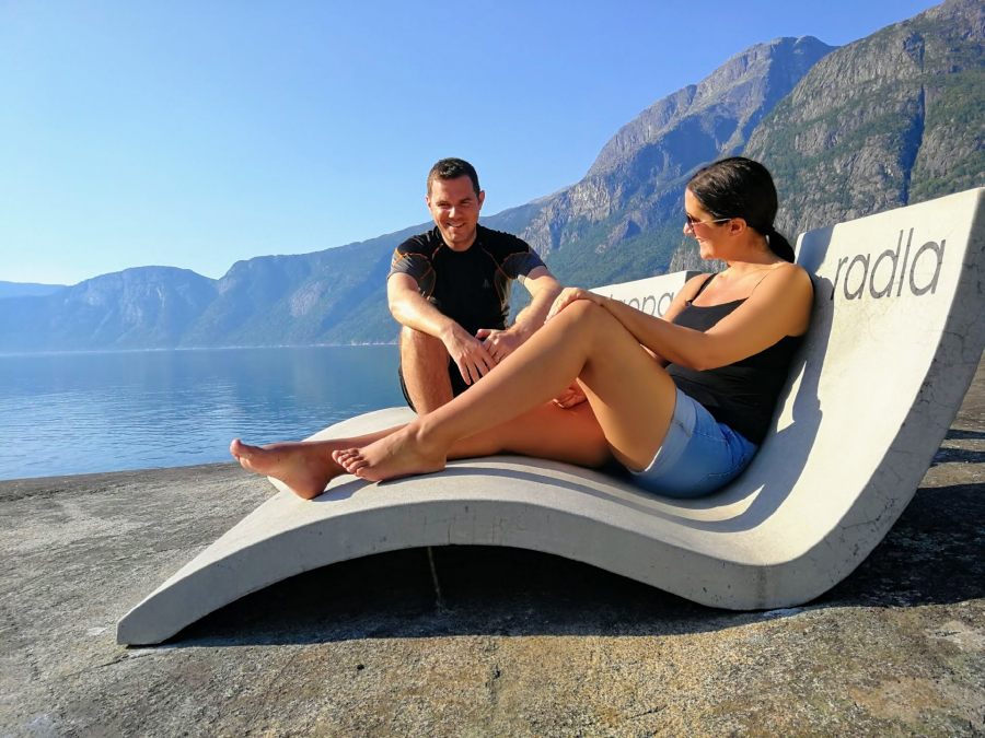 Wild swimming at Eidfjord in Norway